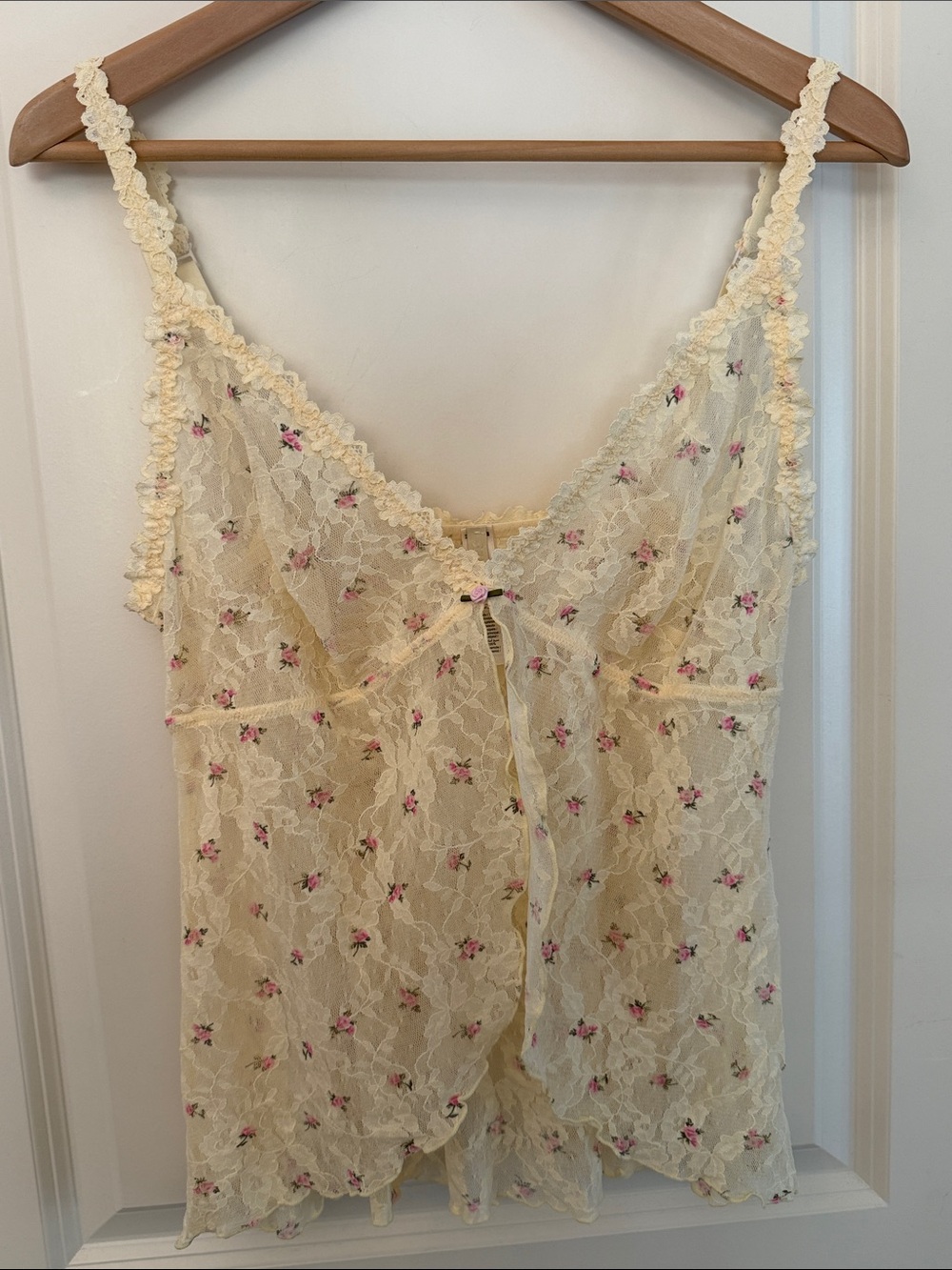 SKIMS Coquette Stretch Lace Triangle Cami Butter Rosebud Floral Fairycore XL